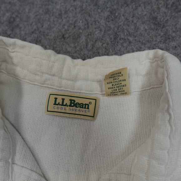 Vintage L.L. Bean Top Womens Extra Large Cool Weave 80s Button Front USA White - Picture 2 of 8
